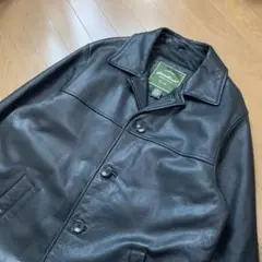極美品＊Eddie Bauer エディ・バウアー レザーカーコート ブラック M