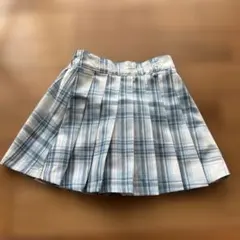 青系チェック プリーツスカート (ショートパンツ付き)