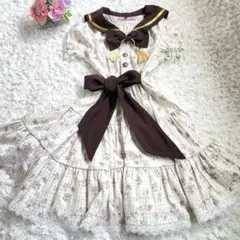【美品】BODY LINE Mサイズ ゴスロリ 花柄 セーラー襟ドレス