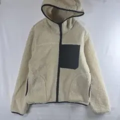 coen ボアフリース フーディ M アイボリー 配色ポケット タウンユース