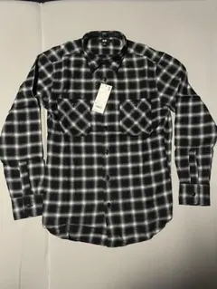 ユニクロ　フランネル　チェックシャツ　長袖　レギュラーカラー　ダークグレー　新品