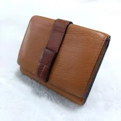 【美品】 LOEWE 正規品 トライフォールド 3つ折り財布 タン×ベリーのサムネイル