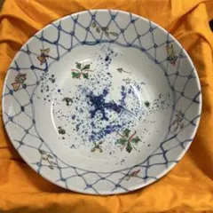 希少　九谷焼　正木春蔵（師 須田菁華）色絵染付魚紋網鉢　作家物　大鉢　うつわ花田