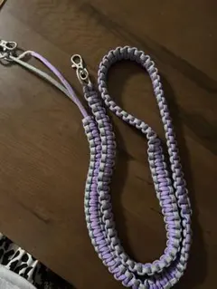 パラコードショルダーストラップ 紫グレー