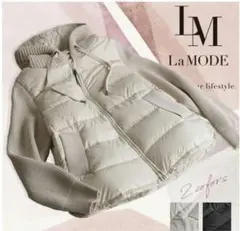 La MODE フード付きダウンジャケット　ダウン90%　アイボリー　Mサイズ