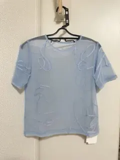 ニュアンス柄コード刺繍シアー半袖Tシャツのサムネイル