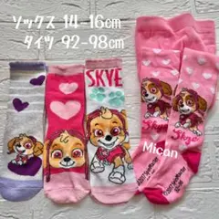 パウパトロール　タイツ　ソックス　4足14-16　靴下　キッズ　スカイ　M-03