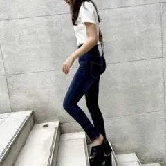 新品 GORGE ゴージ 脚長バズりパンツ 美脚スキニー L インディゴ デニム