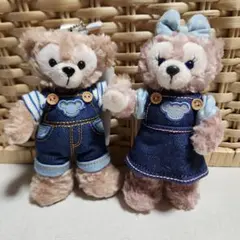 ダッフィー　シェリーメイ　デニム　ぬいぐるみバッジ
