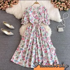 春夏新品♡花柄 フラワー♡ フレア ワンピースドレス　ワンピース 可愛い