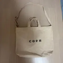 coen 2WAY キャンバストートバッグ アイボリー