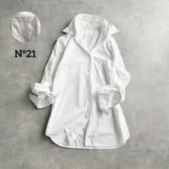 24SS美品✨N°21 ヌメロヴェントゥーノ 長袖シャツ ホワイト ロゴヤシの木のサムネイル