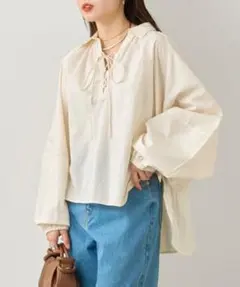 CIAOPANIC TYPY アイボリー レースアップ シャツ