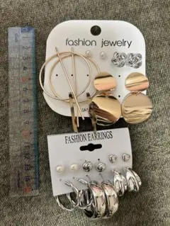 シルバー&ゴールド　大ぶり　ピアスセット　11点