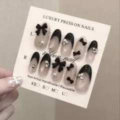 現品　韓国　ワンホン　スナ系　量産型　黒フレンチ　リボン　フレンチガーリー　上品