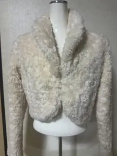 アイボリー クロップドファーコート ファージャケット ショート丈