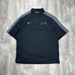 ナイキ 刺繍ロゴ 企業ロゴ ハーフジップ 半袖ナイロンジャケット L 6579