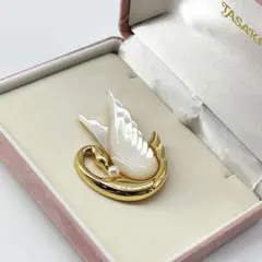 Tasaki 田崎真珠　あこや真珠　マザーオブパール　スワン　フォーマルブローチ Tasaki 田崎真珠 あこや真珠 パール スワン フォーマルブローチ - メルカリ