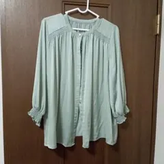 しまむら　ブラウス　シャツ　L　グリーン