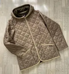 《LAVENHAM》 《美品》キルティングブルゾン 落ち着いたベージュ 38 M