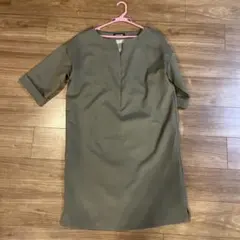 ANGELIEBE 半袖Vネック膝丈ワンピース