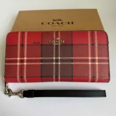 コーチ COACH 長財布 CC335 レッド チェック
