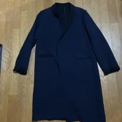 Needles アンゴラ混 ロゴ刺繍 作務衣コート ノーカラー ロング