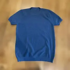 【新品未使用品】青ニットTシャツ クルーネック