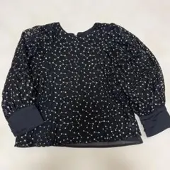【ナチュラルクチュール】黒の刺繍入りバルーンスリーブブラウス