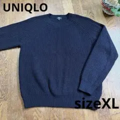 [週末セール]UNIQLO リブ編み ニットセーター黒ブラックXL