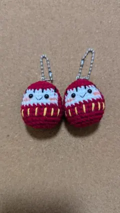 だるま あみぐるみ キーホルダー 2個セット ハンドメイド