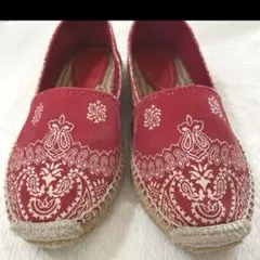 POLO ポロ　ラルフローレン　バンダナ柄　レッド　スリッポン　大きめ　26