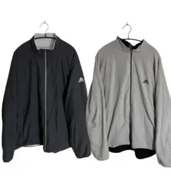 [adidas]ナイロンジャケット　フリース　ブラック　グレー　リバーシブル
