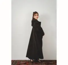 ダークブラウン ロングコート フード付き