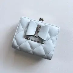 極美品✨️ジルバイジルスチュアート リボンキルトウォレット がま口 水色のサムネイル