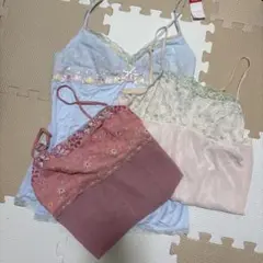 キャミソール 3点セット 水色 ピンク