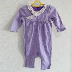 ラルフローレン　12M／12ヶ月　横開け紫カバーオール