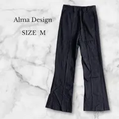 アルマデザイン フレアパンツ センタープレス 綺麗め ウエストゴム 着痩せ効果