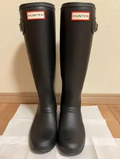 【美品】HUNTER ブラック トールレインブーツ 22cm/UK3