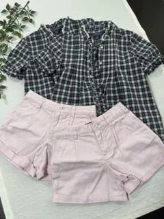 ラルフローレン チェック ブラウス 半ズボン 双子用 2セット4枚