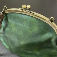 ルシェリクラフトワークス　牛革 がま口ショルダーバッグ ジェイドグリーン