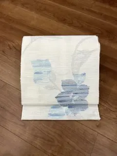 夏物　名古屋帯 白地に青の花柄