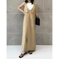 Re:EDIT リネンライクワイドストラップジャンパースカート SCサイズ