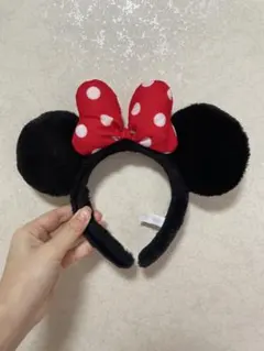 ミニーマウス カチューシャ 赤い水玉リボン
