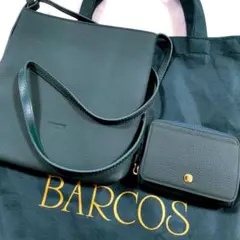 極美品✨️ バルコス　シュリンクレザー　ショルダーバッグ　財布　セット　深緑