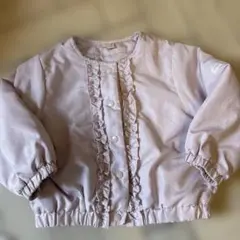 プティマイン　ノーカラー アウター　春　ジャケット　くすみピンク 90cm