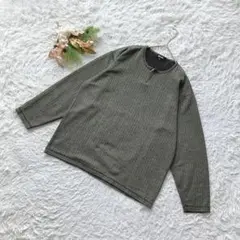 【訳あり】 (LL) 長袖カットソー ハーフジップ クルーネック ダークグレー
