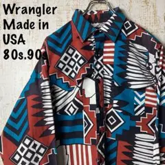 80s90sUSA製ラングラー 長袖ウェスタンシャツ インディアン アメリカ古着