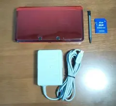 ニンテンドー3DS フレアレッド 充電アダプター・SDカード付き