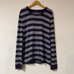 バーバリーロンドン 長袖ニットトップス サイズ2 グレー パープル